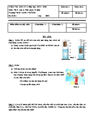 Đề kiểm tra học kỳ I môn Vật lí Lớp 6 - Năm học 2019-2020 - Trường THCS Long Trường